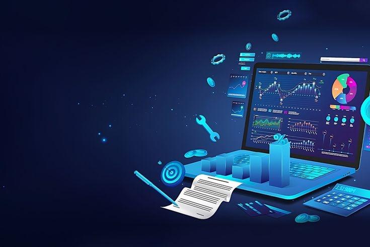 Mobile app project planning workspace with devices and development tools